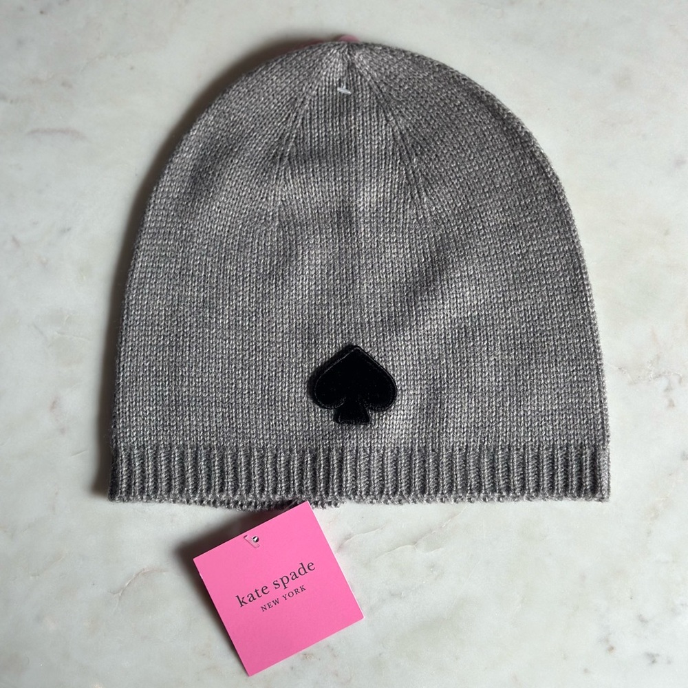 NWT Kate Spade Heather Grey Beanie Hat